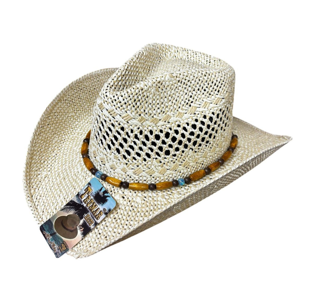 Sombrero Para Playa Twister Bicolor Fresco, Beige Toquilla Mixta Unisex