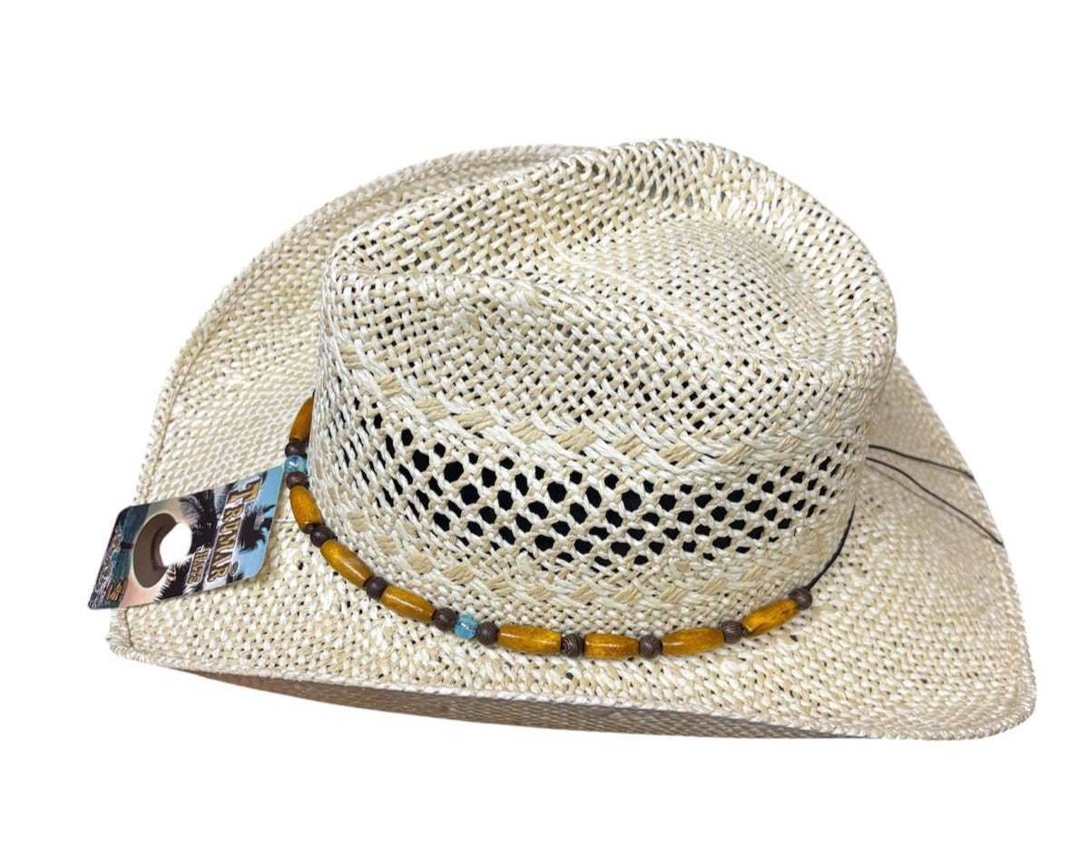 Sombrero Para Playa Twister Bicolor Fresco, Beige Toquilla Mixta Unisex